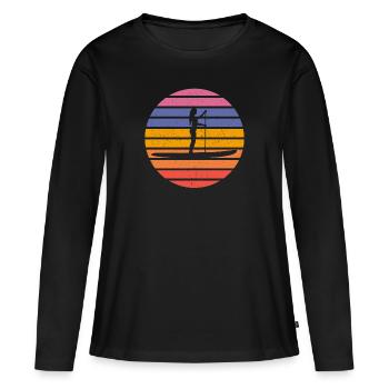 Retro SUP Standup Paddle Board Cadeau d’été - T-shirt manches longues Premium bio Femme - noir - Devant - Julia (174cm)
