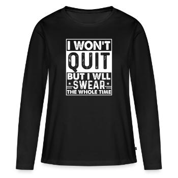 Je ne vais pas abandonner, je vais jurer - T-shirt manches longues Premium bio Femme - noir - Devant - Julia (174cm)