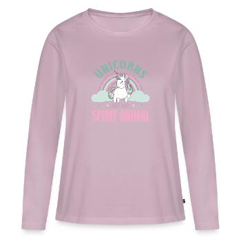 Vintage Rainbow Unicorn & I - Close Buddies Spirit - T-shirt manches longues Premium bio Femme - rose poudré - Devant - Julia (174cm)