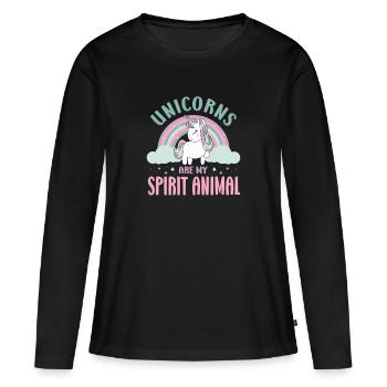 Vintage Rainbow Unicorn & I - Close Buddies Spirit - Women's Premium Organic Long Sleeve Shirt - black - Front - Julia (174cm)