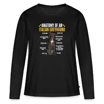 Lévrier italien Greyhound Chiens - T-shirt manches longues Premium bio Femme - noir - Devant - Julia (174cm)