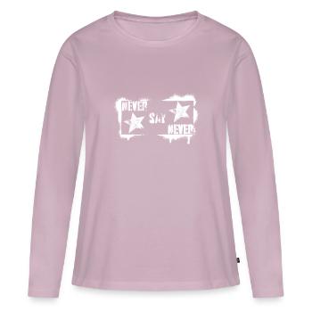 SAG NIEMALS NIE - Frauen Premium Bio Langarmshirt - Altrosa - Vorne - Julia (174cm)