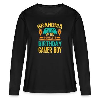 Grandma Of the Birthday Boy Gaming Family Party - Women's Premium Organic Long Sleeve Shirt - black - Front - Julia (174cm)