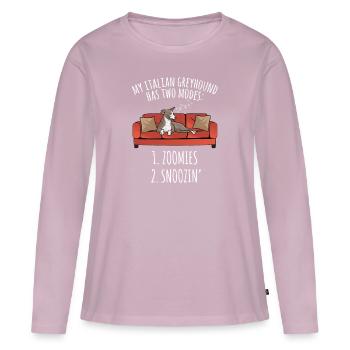 Lévrier italien Greyhound Chiens - T-shirt manches longues Premium bio Femme - rose poudré - Devant - Julia (174cm)