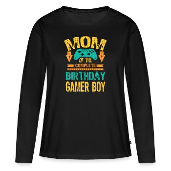 Maman de l’anniversaire Boy Gaming Family Party - T-shirt manches longues Premium bio Femme - noir - Devant - Julia (174cm)