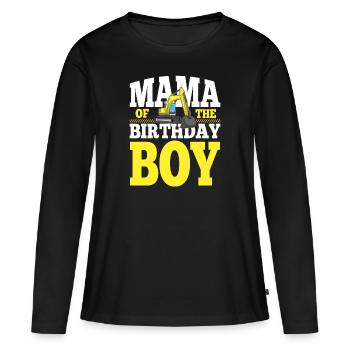 Mama Of the Birthday Boy Construction Family Party - Women's Premium Organic Long Sleeve Shirt - black - Front - Julia (174cm)