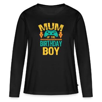Maman de l’idée de famille de jeu de garçon d’anniversaire - T-shirt manches longues Premium bio Femme - noir - Devant - Julia (174cm)