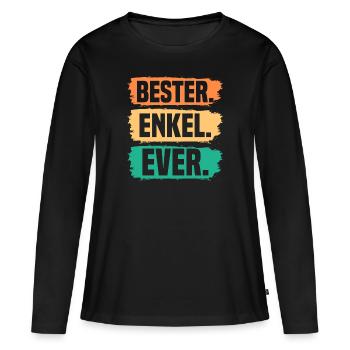 Enkel - Frauen Premium Bio Langarmshirt - Schwarz - Vorne - Julia (174cm)