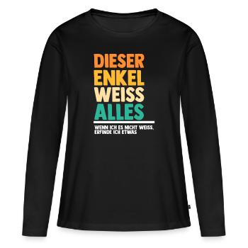 Enkel - Frauen Premium Bio Langarmshirt - Schwarz - Vorne - Julia (174cm)