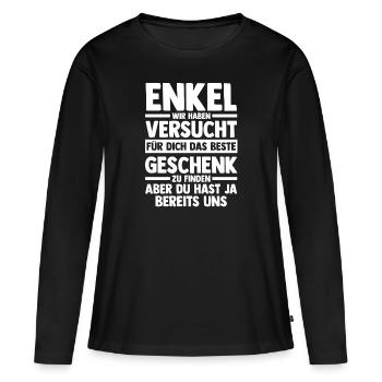 Enkel - Frauen Premium Bio Langarmshirt - Schwarz - Vorne - Julia (174cm)