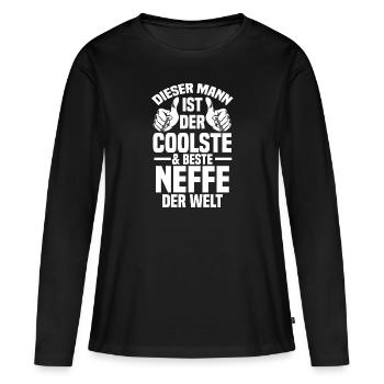 Neffe - Frauen Premium Bio Langarmshirt - Schwarz - Vorne - Julia (174cm)