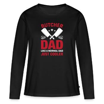 Butcher Père Cool Papa Boucherie - T-shirt manches longues Premium bio Femme - noir - Devant - Julia (174cm)