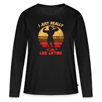 Ich hebe einfach sehr gerne - Frauen Premium Bio Langarmshirt - Schwarz - Vorne - Julia (174cm)