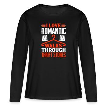 Romantischer Spaziergang Gebrauchtwarenladen - Frauen Premium Bio Langarmshirt - Schwarz - Vorne - Julia (174cm)