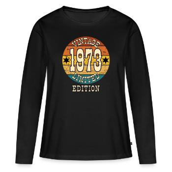 Anniversaire né en 1973 - T-shirt manches longues Premium bio Femme - noir - Devant - Julia (174cm)
