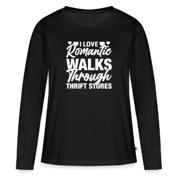 Romantischer Spaziergang Gebrauchtwarenladen - Frauen Premium Bio Langarmshirt - Schwarz - Vorne - Julia (174cm)