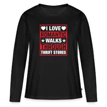 Romantic walk thrift store - Women's Premium Organic Long Sleeve Shirt - black - Front - Julia (174cm)