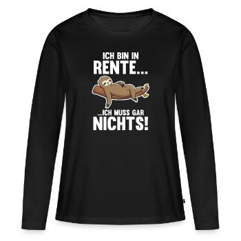 Ruhestand Pension Rente Faultier Rentner - Frauen Premium Bio Langarmshirt - Schwarz - Vorne - Julia (174cm)
