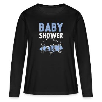 Baby Shower - T-shirt manches longues Premium bio Femme - noir - Devant - Julia (174cm)