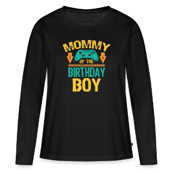 Maman de la famille de jeux de garçon d’anniversaire - T-shirt manches longues Premium bio Femme - noir - Devant - Julia (174cm)