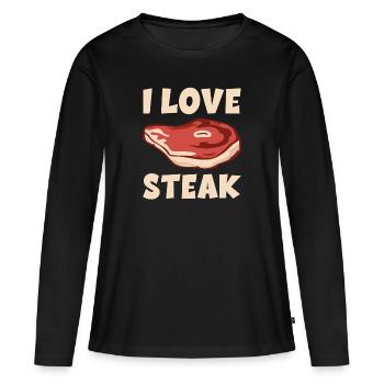 Ich liebe Steak Grillsaison BBQ Grillmeister - Frauen Premium Bio Langarmshirt - Schwarz - Vorne - Julia (174cm)
