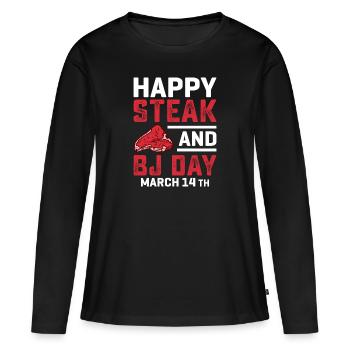 Happy steak et fellation jour rêve de l’homme - T-shirt manches longues Premium bio Femme - noir - Devant - Julia (174cm)