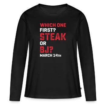 Steak et fellation Grillades de la Journée des hommes - T-shirt manches longues Premium bio Femme - noir - Devant - Julia (174cm)