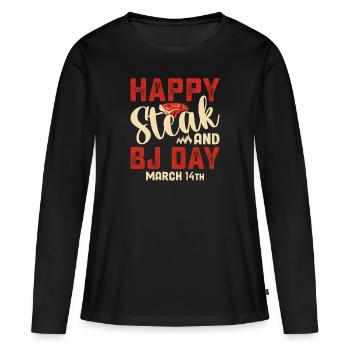 Happy steak et fellation jour rêve de l’homme - T-shirt manches longues Premium bio Femme - noir - Devant - Julia (174cm)