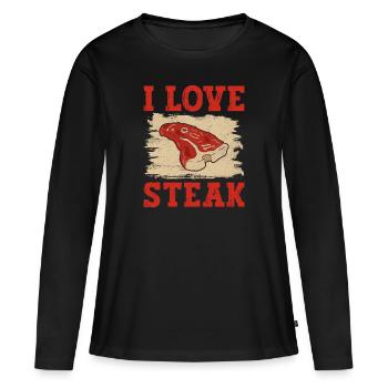 Ich liebe Steak Grillsaison BBQ Grillmeister - Frauen Premium Bio Langarmshirt - Schwarz - Vorne - Julia (174cm)