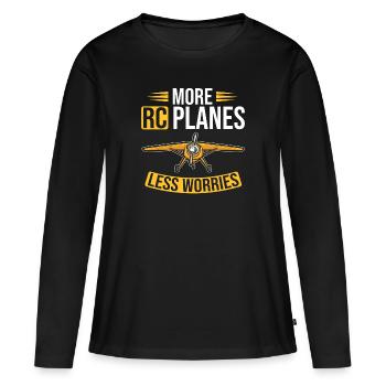 Maquette d’avion télécommandée - T-shirt manches longues Premium bio Femme - noir - Devant - Julia (174cm)