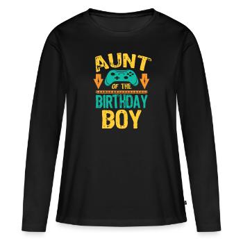 Auntie Of The Birthday Boy Gaming Family gift - Women's Premium Organic Long Sleeve Shirt - black - Front - Julia (174cm)