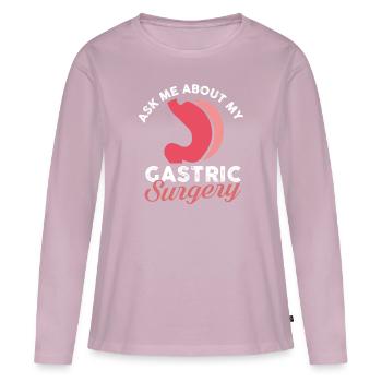 Posez-moi des questions sur ma chirurgie gastrique - T-shirt manches longues Premium bio Femme - rose poudré - Devant - Julia (174cm)