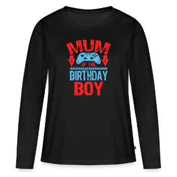 Maman de l’idée de famille de jeu de garçon d’anniversaire - T-shirt manches longues Premium bio Femme - noir - Devant - Julia (174cm)