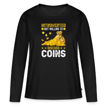 Collectionner des pièces de monnaie Numismatique de collection de pièces de monnaie - T-shirt manches longues Premium bio Femme - noir - Devant - Julia (174cm)