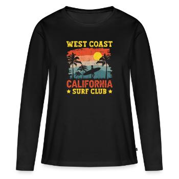 West Coast California Surfing Beach Palm Trees USA - Women's Premium Organic Long Sleeve Shirt - black - Front - Julia (174cm)