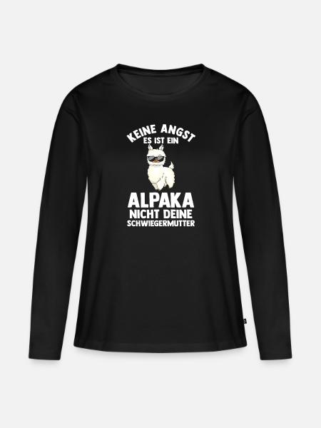 Alpaka - Frauen Premium Bio Langarmshirt - Schwarz