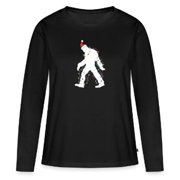 Bigfoot Weihnachtsmann Weihnachtsbaum Lichter Xmas - Frauen Premium Bio Langarmshirt - Schwarz - Vorne - Julia (174cm)