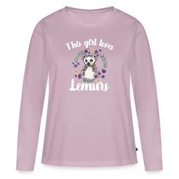 Lemur Catta Ring-tailed lemur - Women's Premium Organic Long Sleeve Shirt - dusky pink - Front - Julia (174cm)