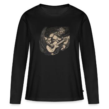 Homme jouant de la guitare électrique Rock 'n' roll - T-shirt manches longues Premium bio Femme - noir - Devant - Julia (174cm)