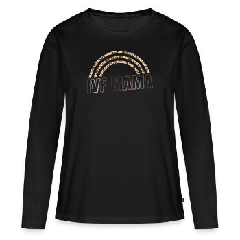 Chemise de fécondation in vitro, FIV Mama Rainbow - T-shirt manches longues Premium bio Femme - noir - Devant - Julia (174cm)