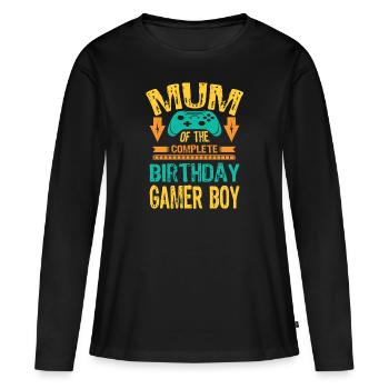 Maman de l’anniversaire Boy Gaming Family Party - T-shirt manches longues Premium bio Femme - noir - Devant - Julia (174cm)