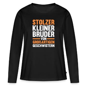 Geschwister Brüder Bruder - Frauen Premium Bio Langarmshirt - Schwarz - Vorne - Julia (174cm)