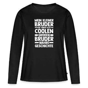 Geschwister Brüder Bruder - Frauen Premium Bio Langarmshirt - Schwarz - Vorne - Julia (174cm)