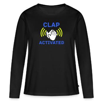 Clap Activé Gag Comédien Drôle Prank Blague Humour - T-shirt manches longues Premium bio Femme - noir - Devant - Julia (174cm)