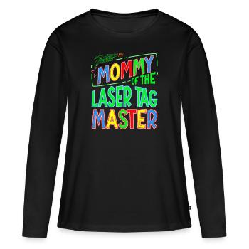 Maman du Laser Tag Birthday Boy Master - T-shirt manches longues Premium bio Femme - noir - Devant - Julia (174cm)