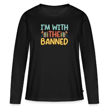 Je suis l’un des livres interdits, amateurs de livres - T-shirt manches longues Premium bio Femme - noir - Devant - Julia (174cm)