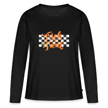 trick or treat funny halloween - T-shirt manches longues Premium bio Femme - noir - Devant - Julia (174cm)
