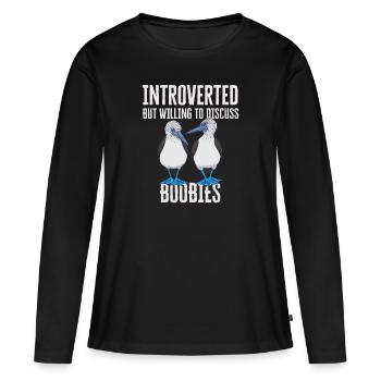 Blaufußtölpel Blue-footed Booby Seevogel - Frauen Premium Bio Langarmshirt - Schwarz - Vorne - Julia (174cm)