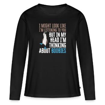 Blaufußtölpel Blue-footed Booby Seevogel - Frauen Premium Bio Langarmshirt - Schwarz - Vorne - Julia (174cm)