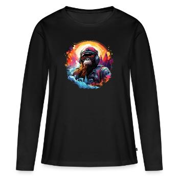 Space Ape Cool and Funny Colorful Ape in Space - Women's Premium Organic Long Sleeve Shirt - black - Front - Julia (174cm)